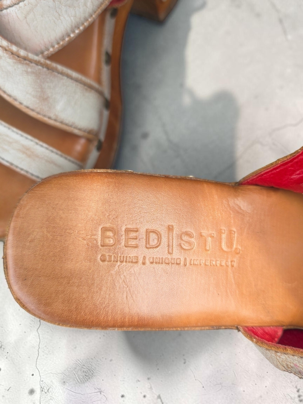 BED|STÜ Mediation Leather Sandals NWOT Handmade Artisan Platform Studded - Picture 3 of 5